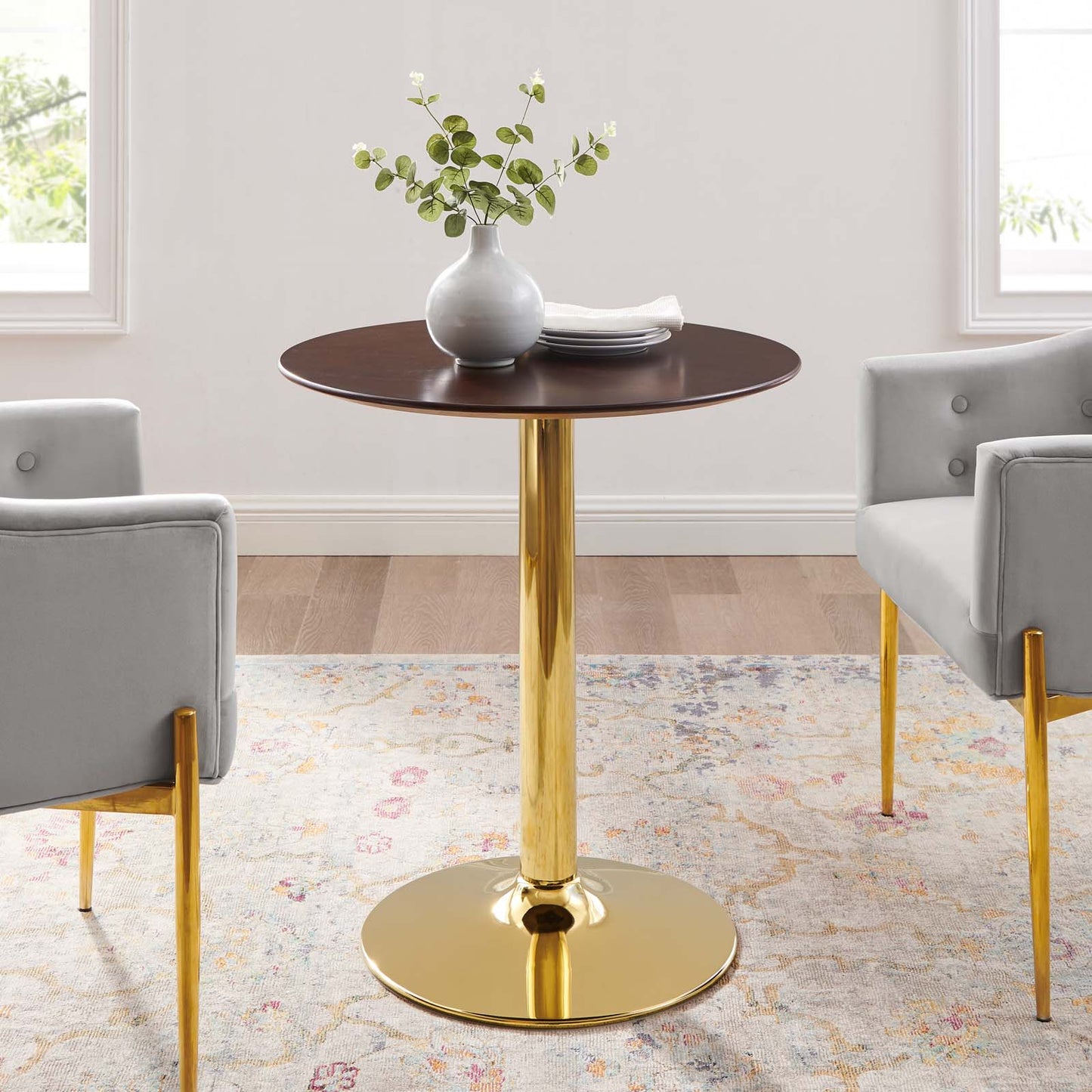 Verne 28" Artificial Marble Dining Table Gold