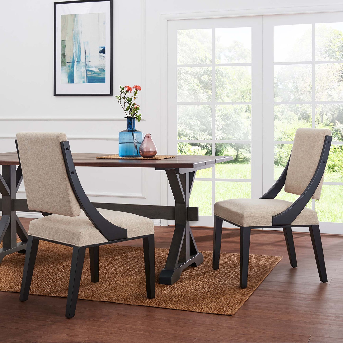 Cambridge Upholstered Fabric Dining Chairs Set of 2 by Modway EEI-4553-BEI