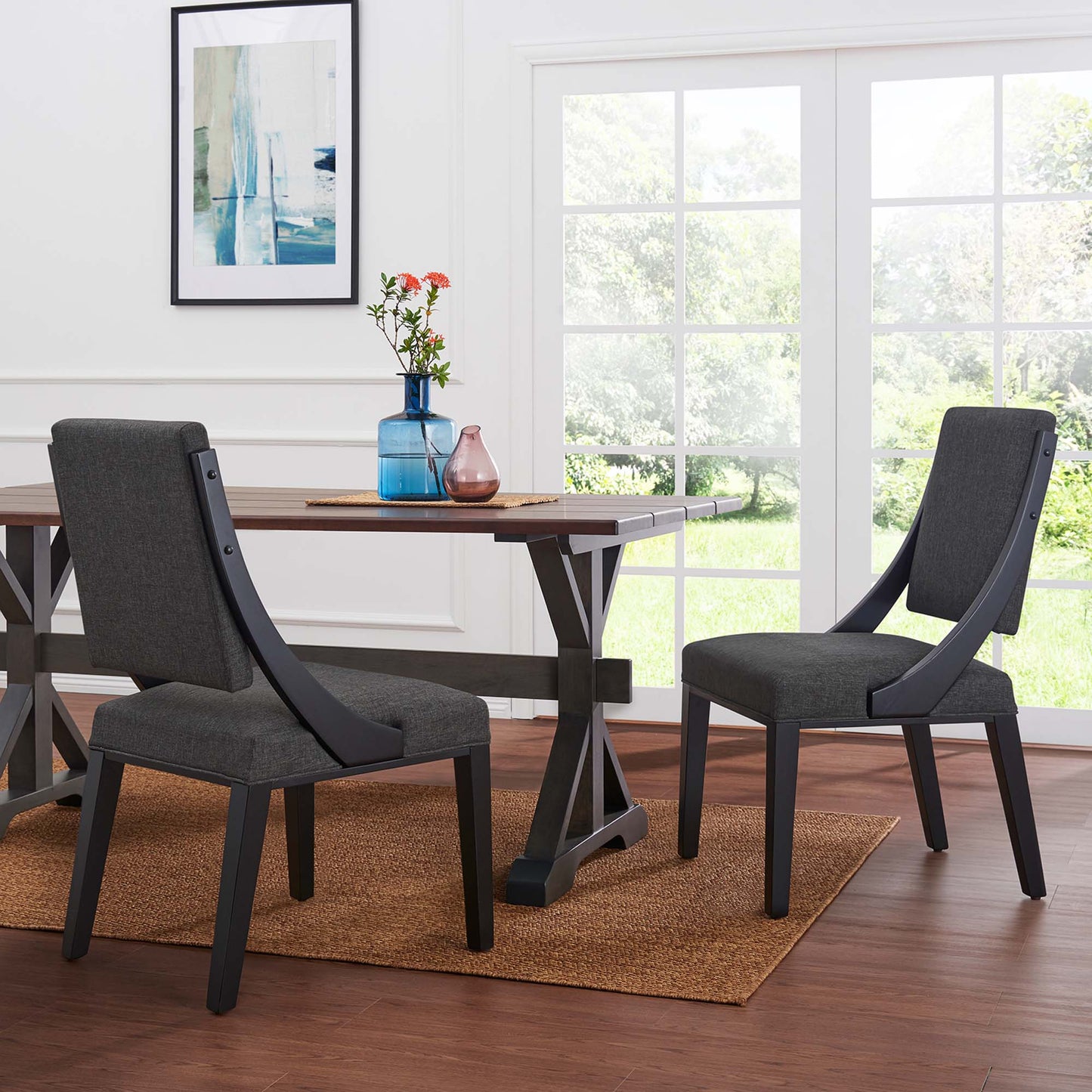Cambridge Upholstered Fabric Dining Chairs Set of 2 by Modway EEI-4553-GRY