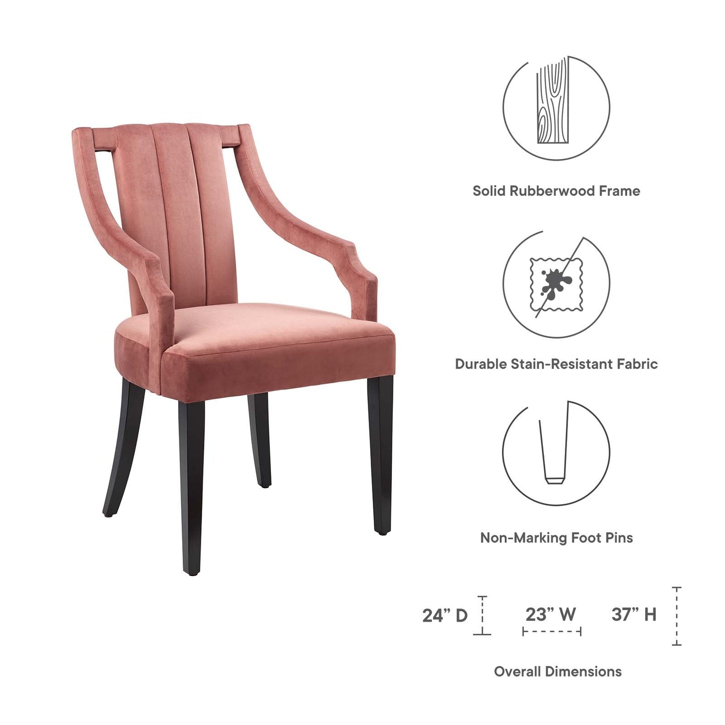 Virtue Performance Velvet Dining Chairs - Set of 2 Dusty Rose EEI-4554-DUS