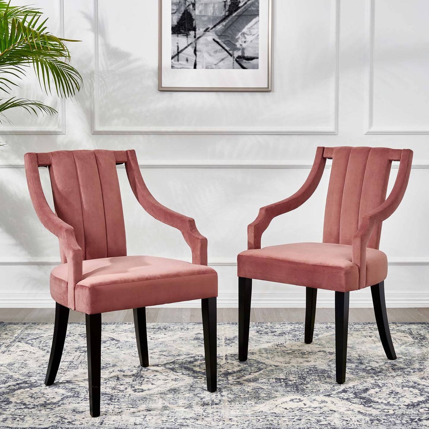 Virtue Performance Velvet Dining Chairs - Set of 2 Dusty Rose EEI-4554-DUS