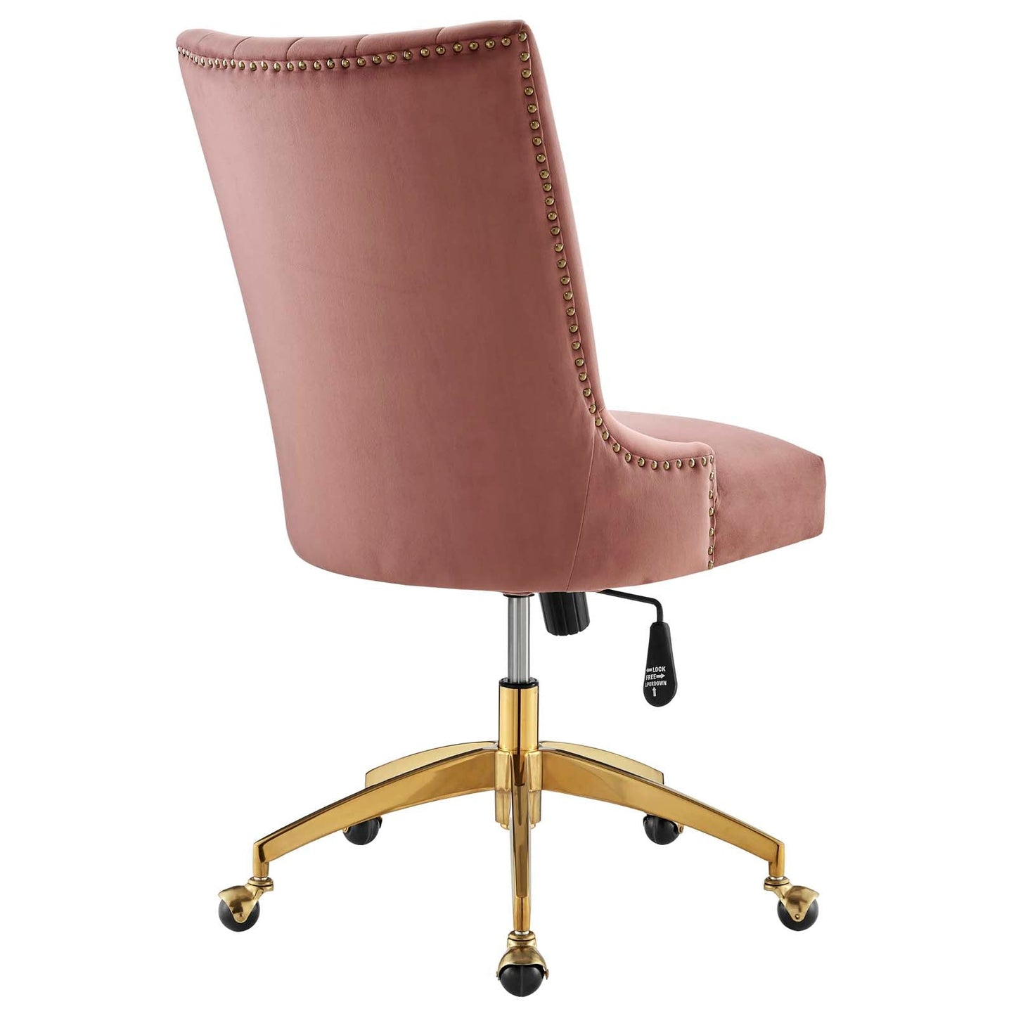 Empower Channel Tufted Performance Velvet Office Chair Gold Dusty Rose EEI-4575-GLD-DUS
