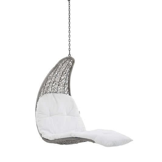 Landscape Hanging Chaise Lounge Outdoor Patio Swing Chair Light Gray White EEI-4589-LGR-WHI