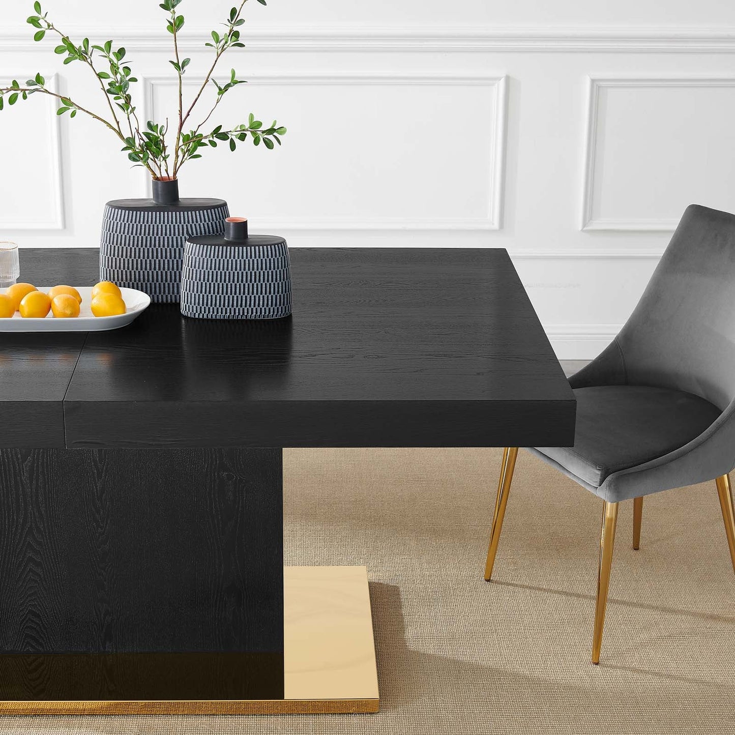 Vector Expandable Dining Table - Black Gold & Walnut Gold - EEI-4660