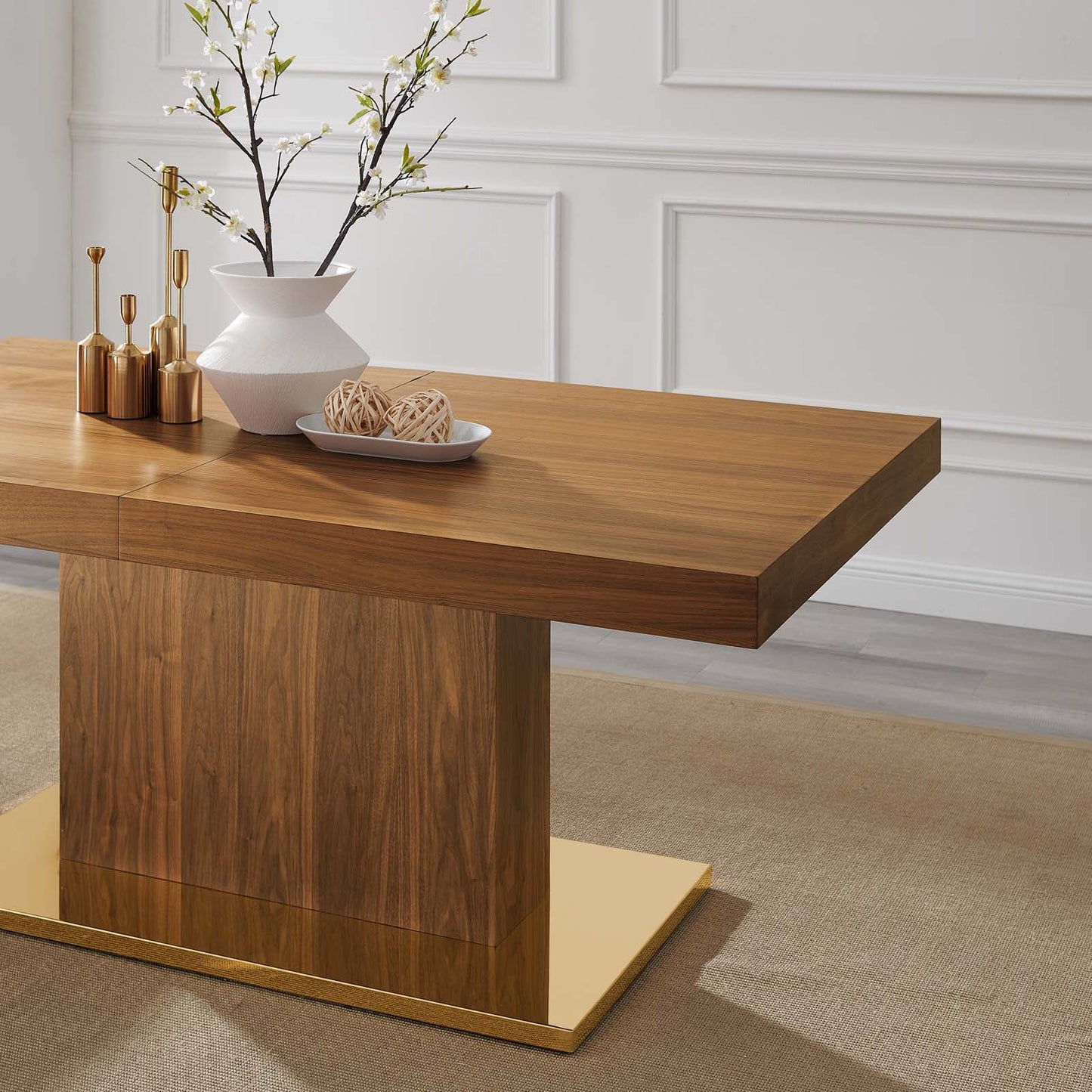 Vector Expandable Dining Table - Black Gold & Walnut Gold - EEI-4660
