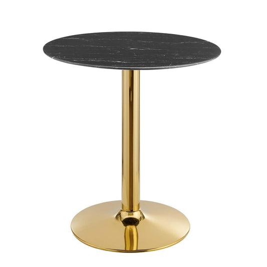 Verne 28" Artificial Marble Dining Table Gold