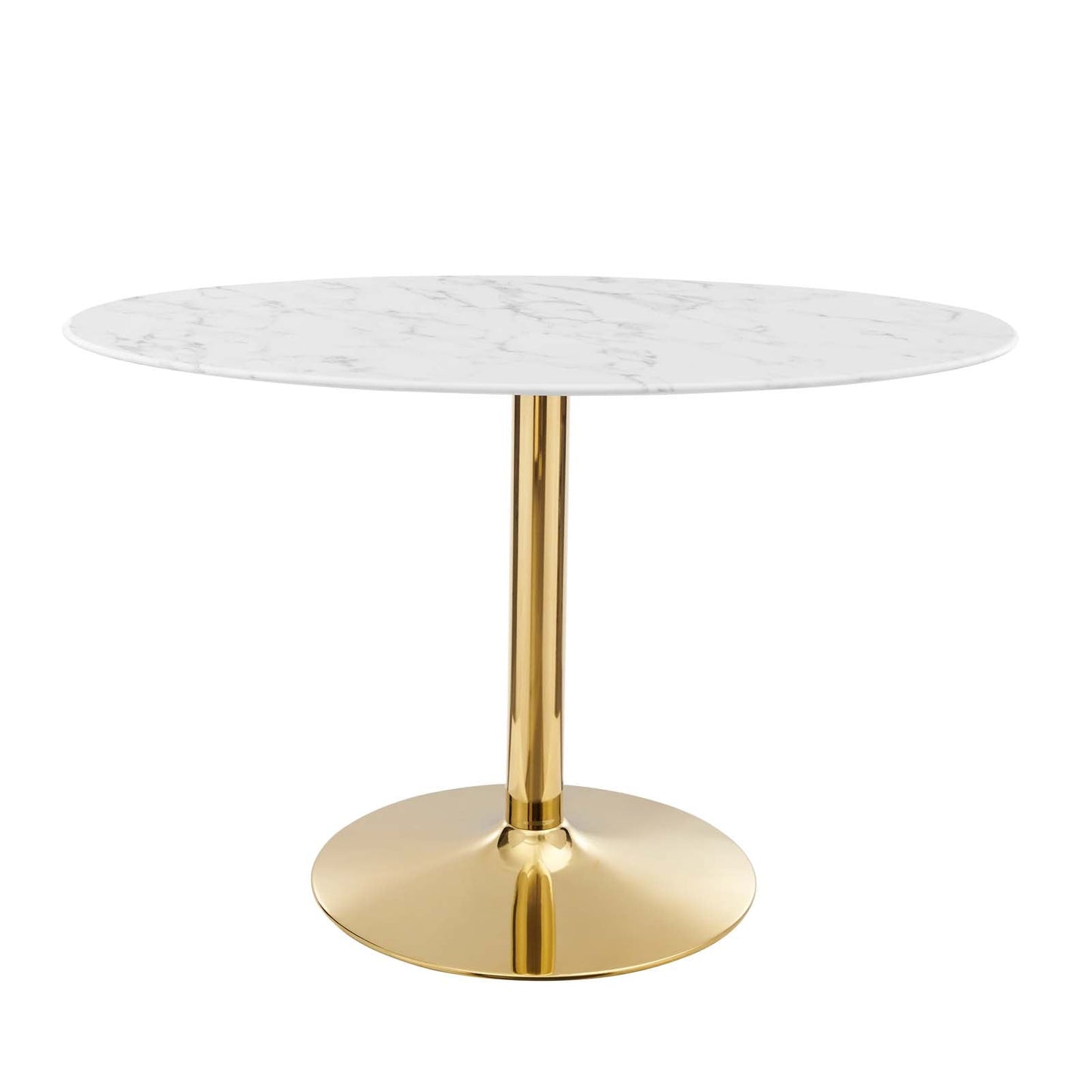 Verne 48" Oval Dining Table Gold with Artificial Marble and Wood Options