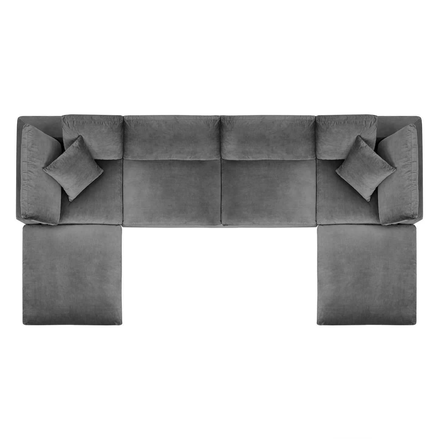 Commix Down Filled Overstuffed Performance Velvet 6-Piece Sectional Sofa Gray EEI-4821-GRY