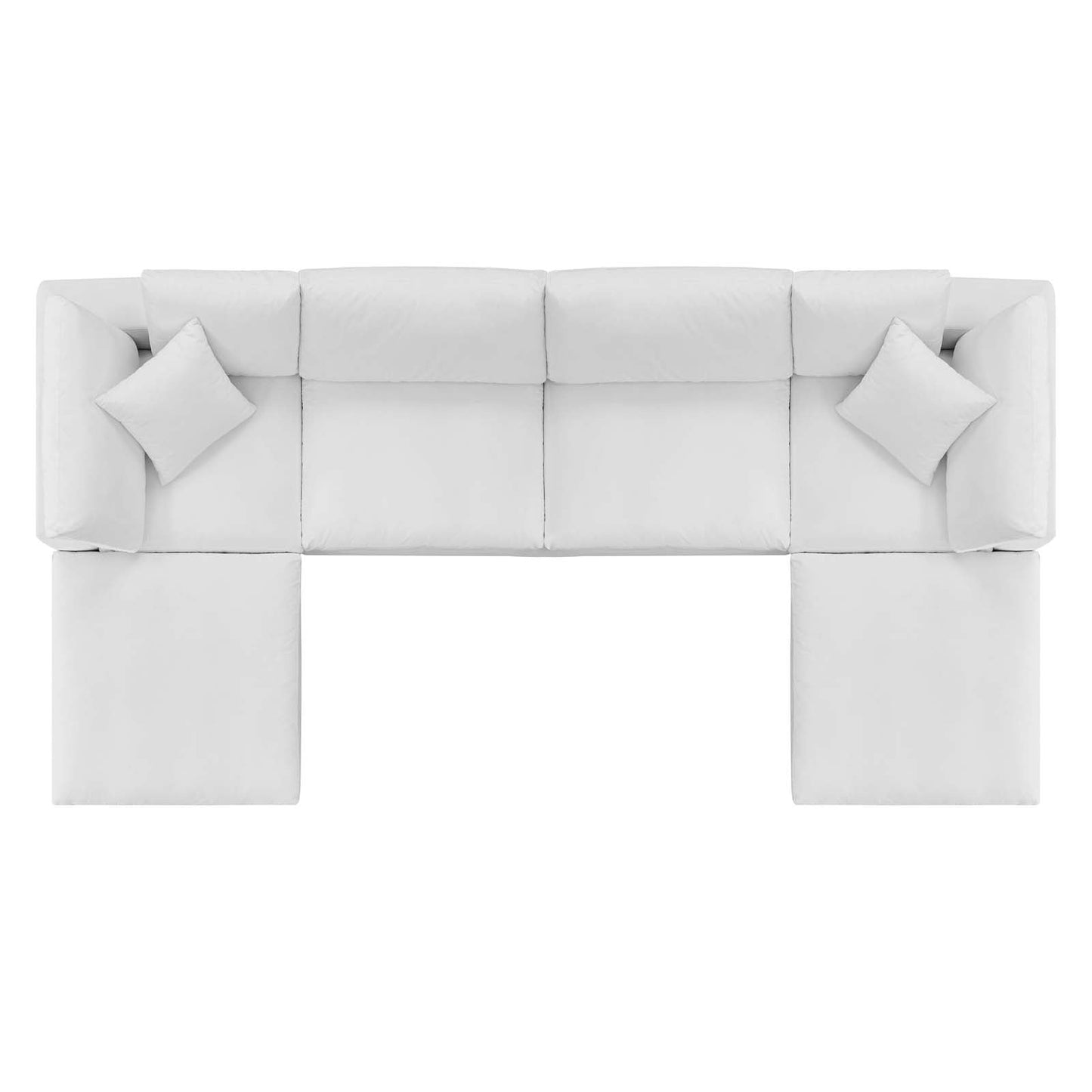 Commix Down Filled Overstuffed Performance Velvet 6-Piece Sectional Sofa White EEI-4821-WHI
