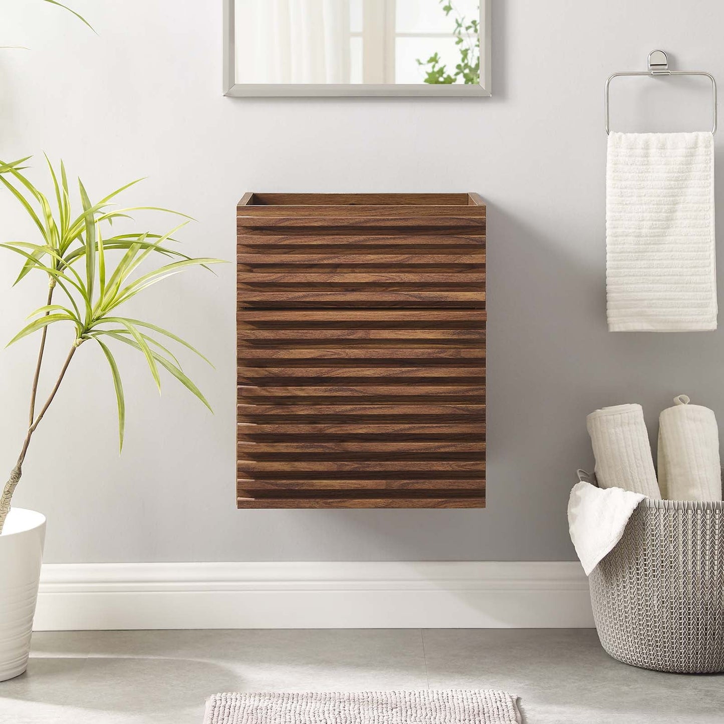 Render 18" Wall-Mount Bathroom Vanity Cabinet (Sink Basin Not Included) Walnut EEI-4848-WAL