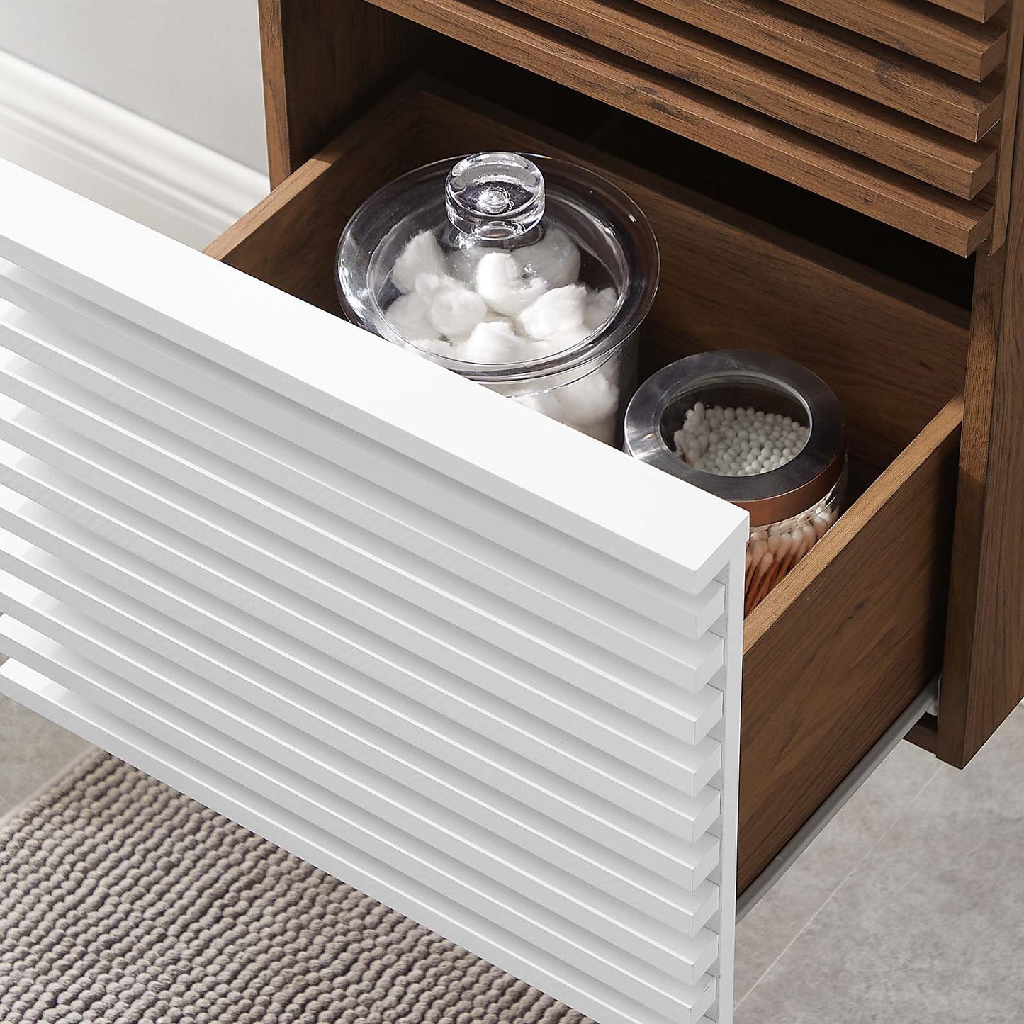 Render 18" Wall-Mount Bathroom Vanity Cabinet (Sink Basin Not Included) White Walnut EEI-4848-WHI-WAL