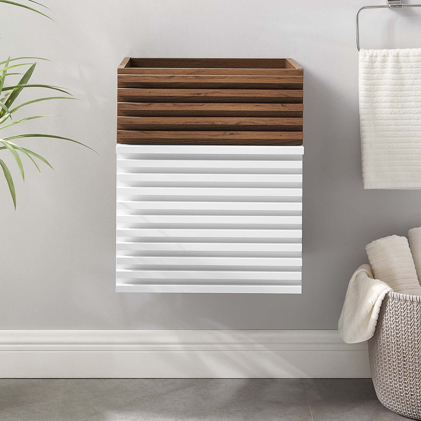 Render 18" Wall-Mount Bathroom Vanity Cabinet (Sink Basin Not Included) White Walnut EEI-4848-WHI-WAL