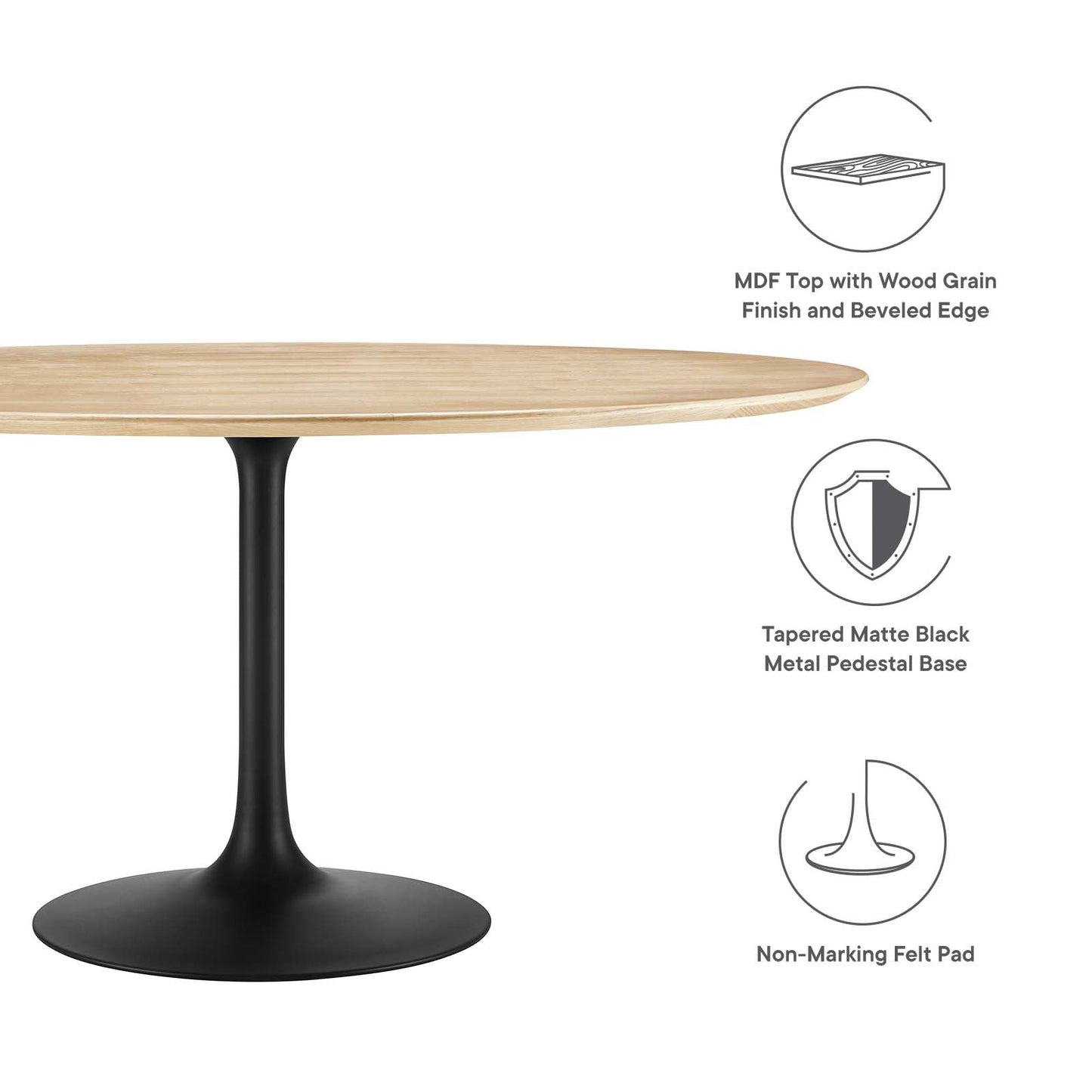 Lippa 60" Round Artificial Marble & Wood Grain Dining Table