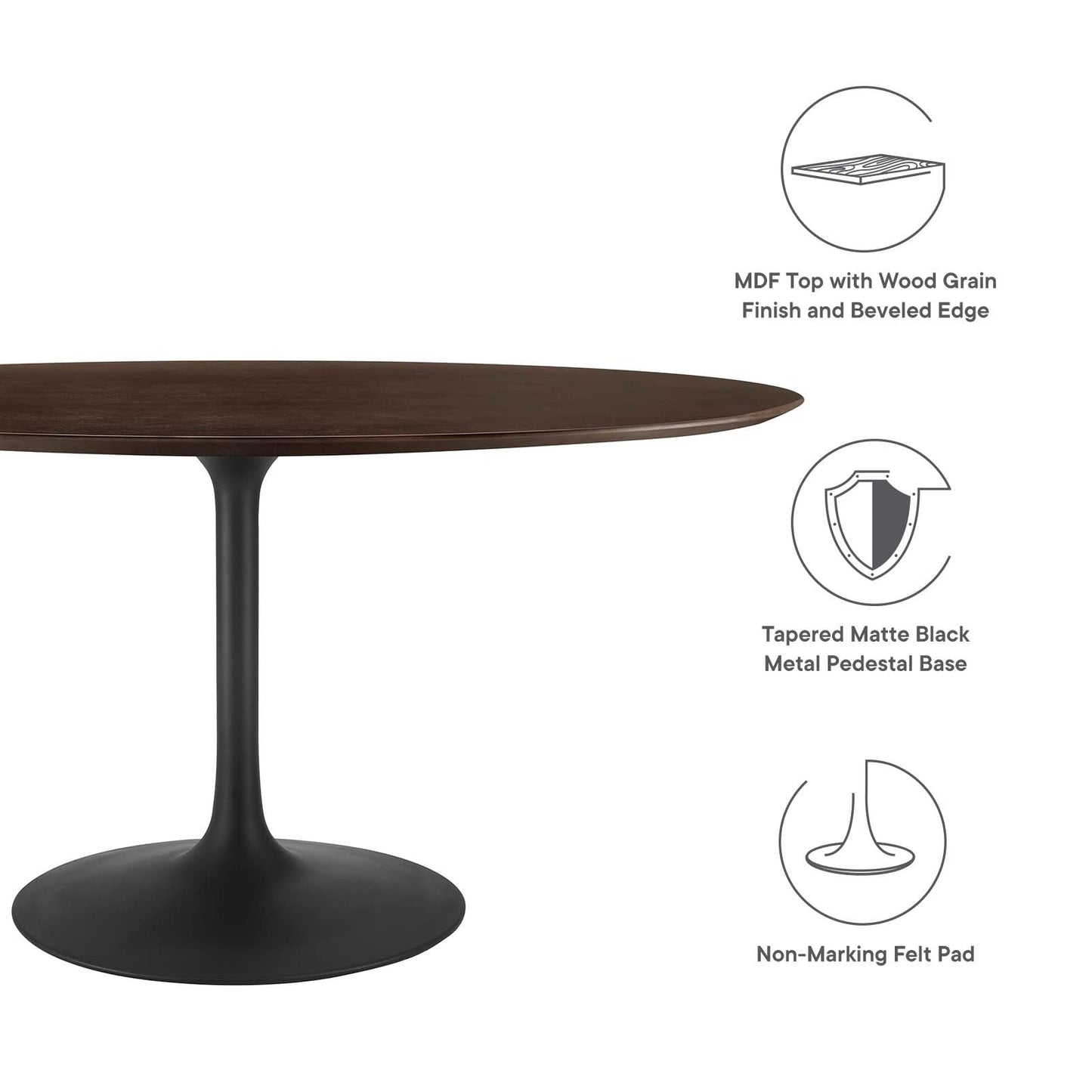 Lippa 60" Oval Dining Table - Terrazzo, Walnut Wood Grain, and Wood Grain Options