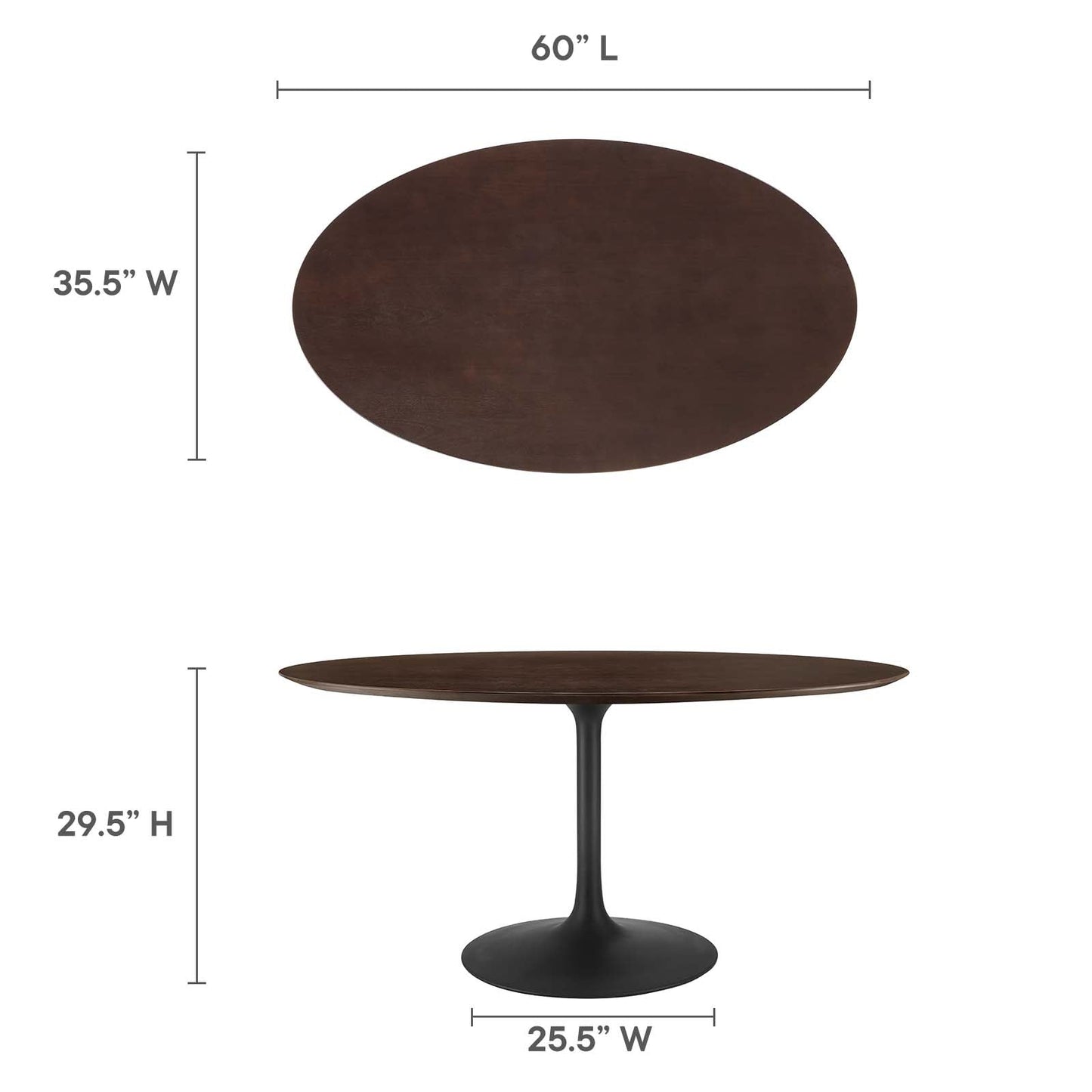Lippa 60" Oval Dining Table - Terrazzo, Walnut Wood Grain, and Wood Grain Options