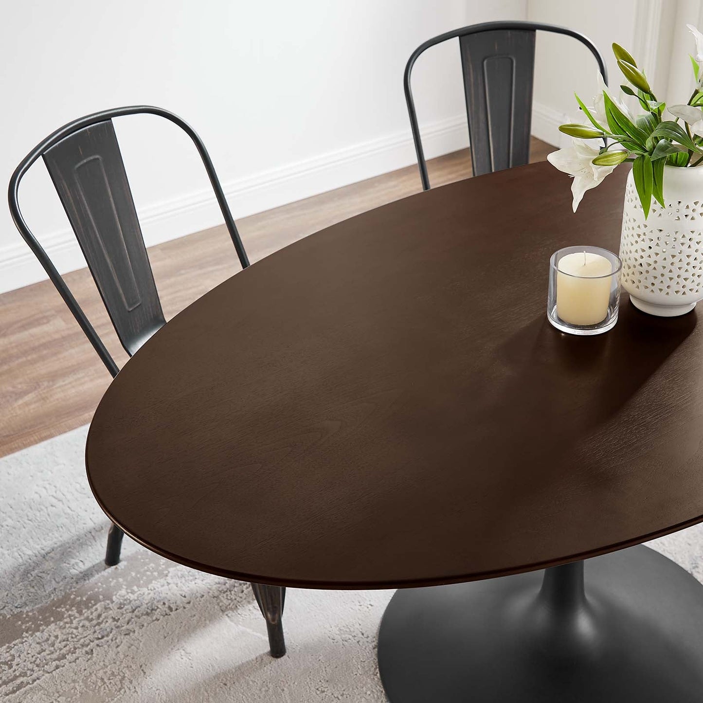Lippa 60" Oval Dining Table - Terrazzo, Walnut Wood Grain, and Wood Grain Options