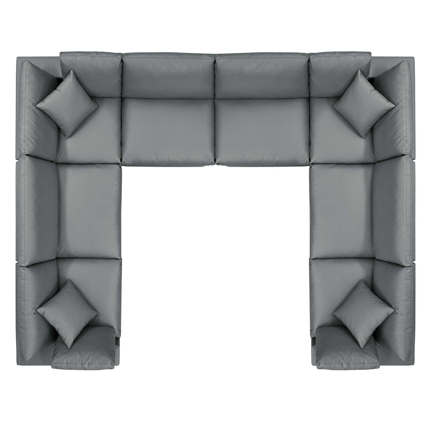 Commix Down Filled Overstuffed Vegan Leather 8-Piece Sectional Sofa Gray EEI-4923-GRY