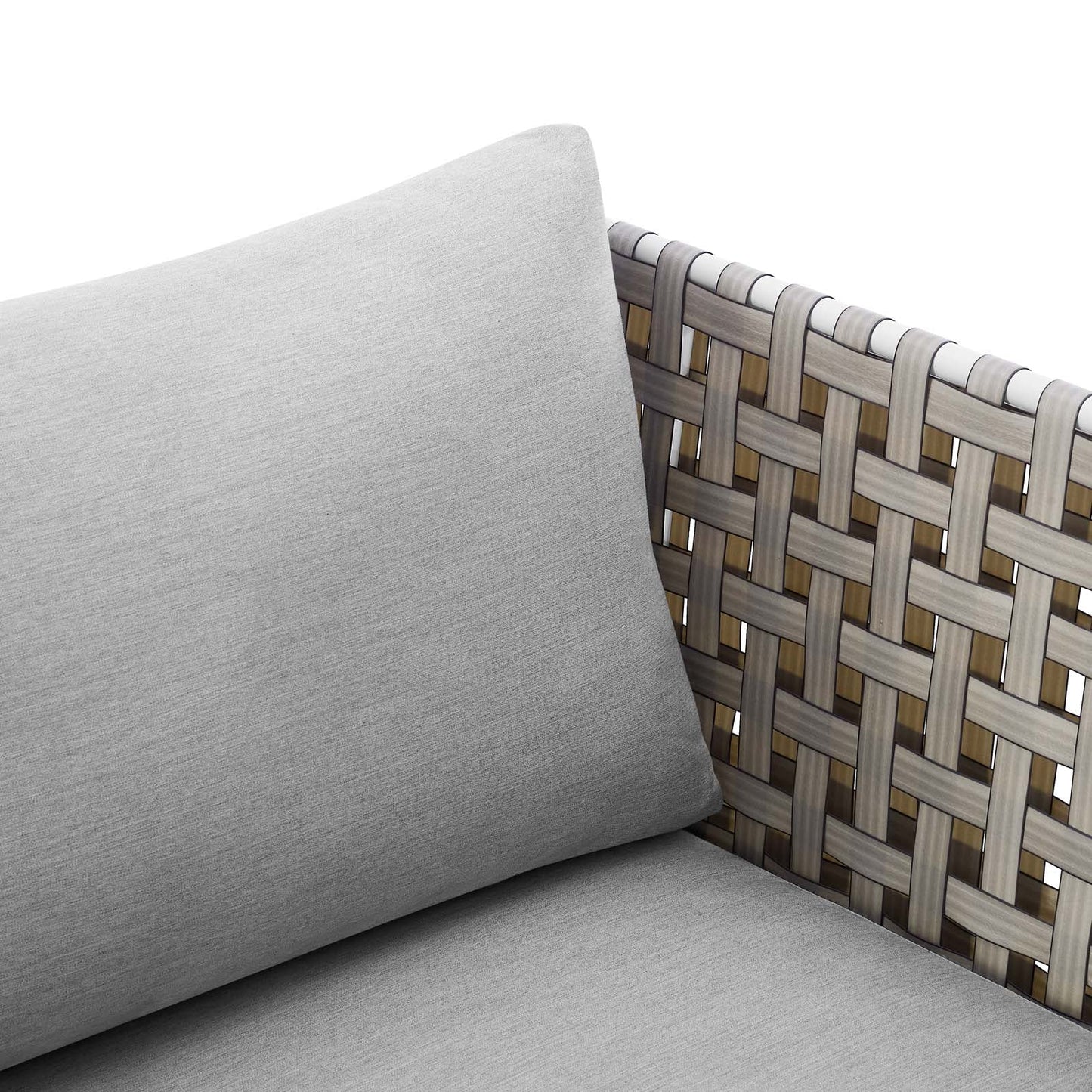 Harmony Sunbrella® Basket Weave Outdoor Patio Aluminum Armchair Tan Gray EEI-4954-TAN-GRY