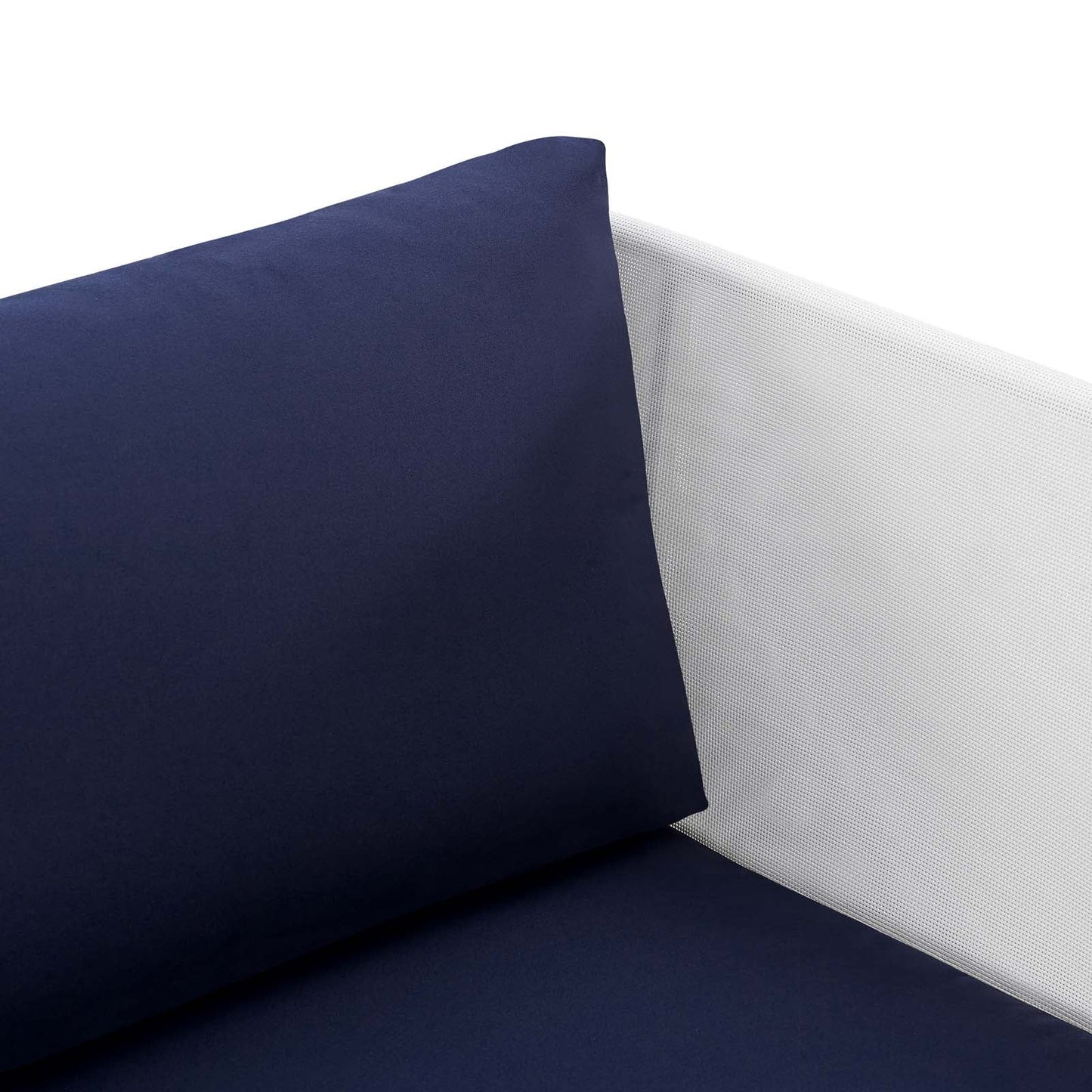 Harmony Sunbrella® Outdoor Patio Aluminum Armchair White Navy EEI-4955-WHI-NAV