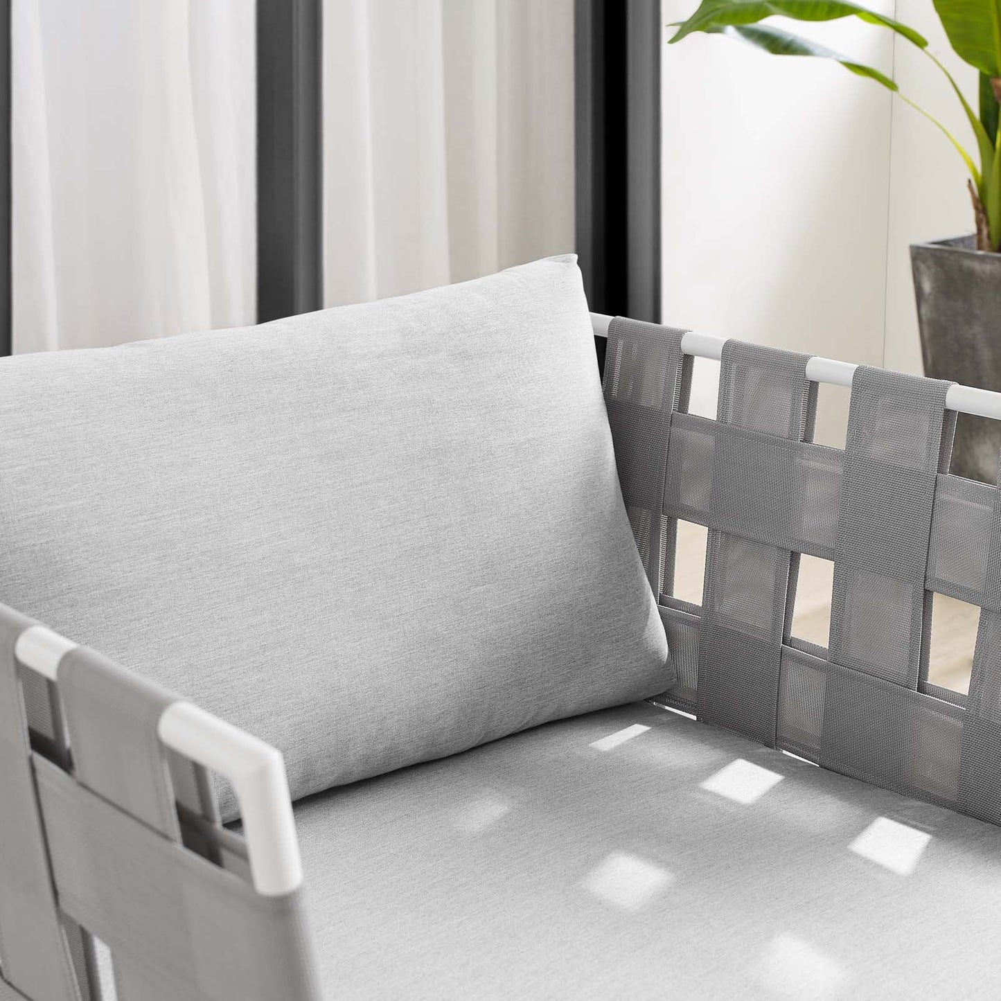 Harmony Sunbrella® Outdoor Patio Aluminum Armchair Gray Gray EEI-4956-GRY-GRY