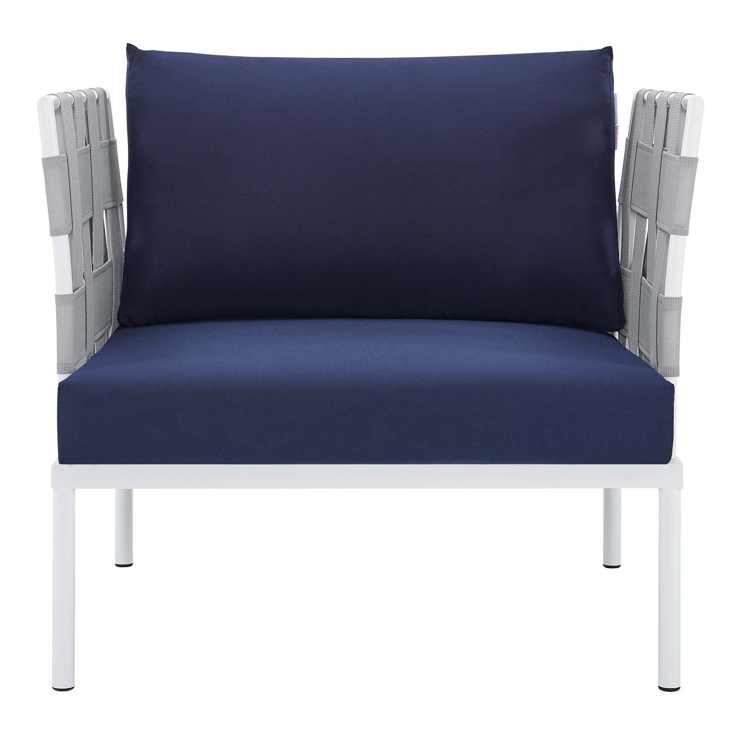 Harmony Sunbrella® Outdoor Patio Aluminum Armchair Gray Navy EEI-4956-GRY-NAV