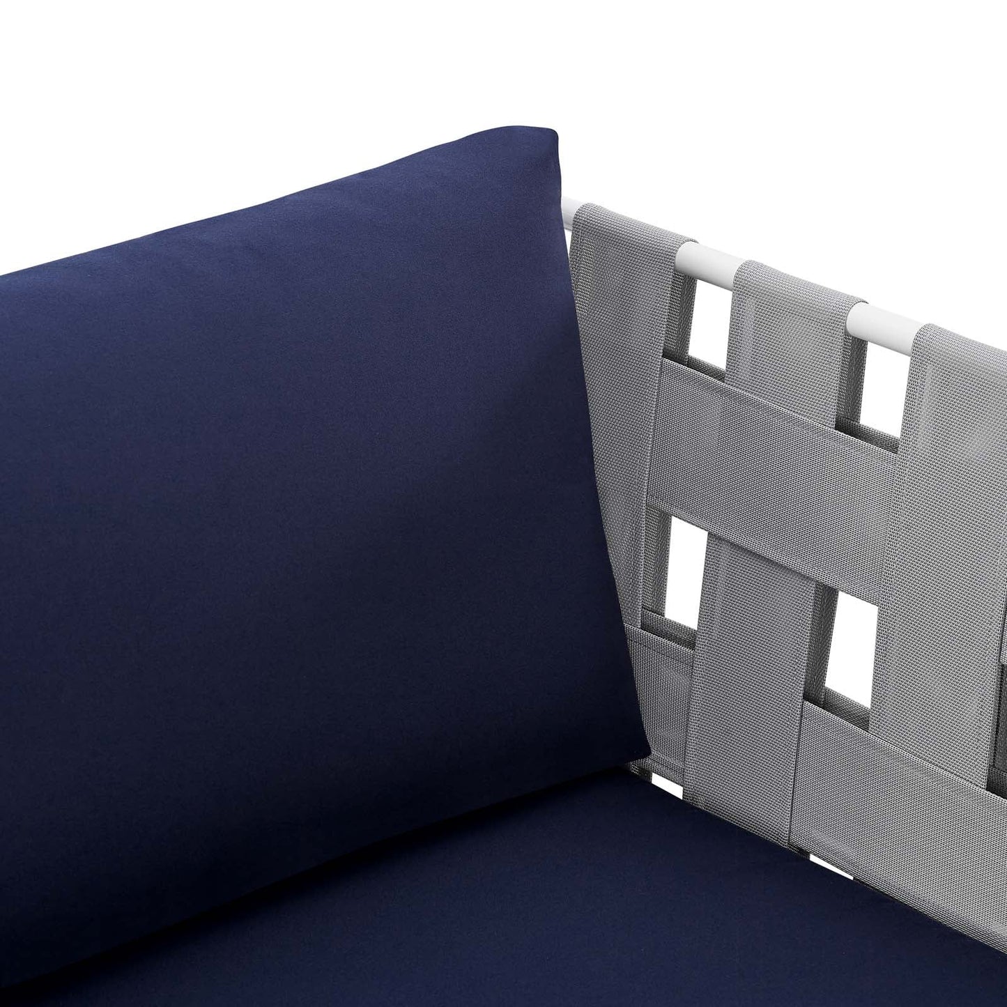 Harmony Sunbrella® Outdoor Patio Aluminum Armchair Gray Navy EEI-4956-GRY-NAV