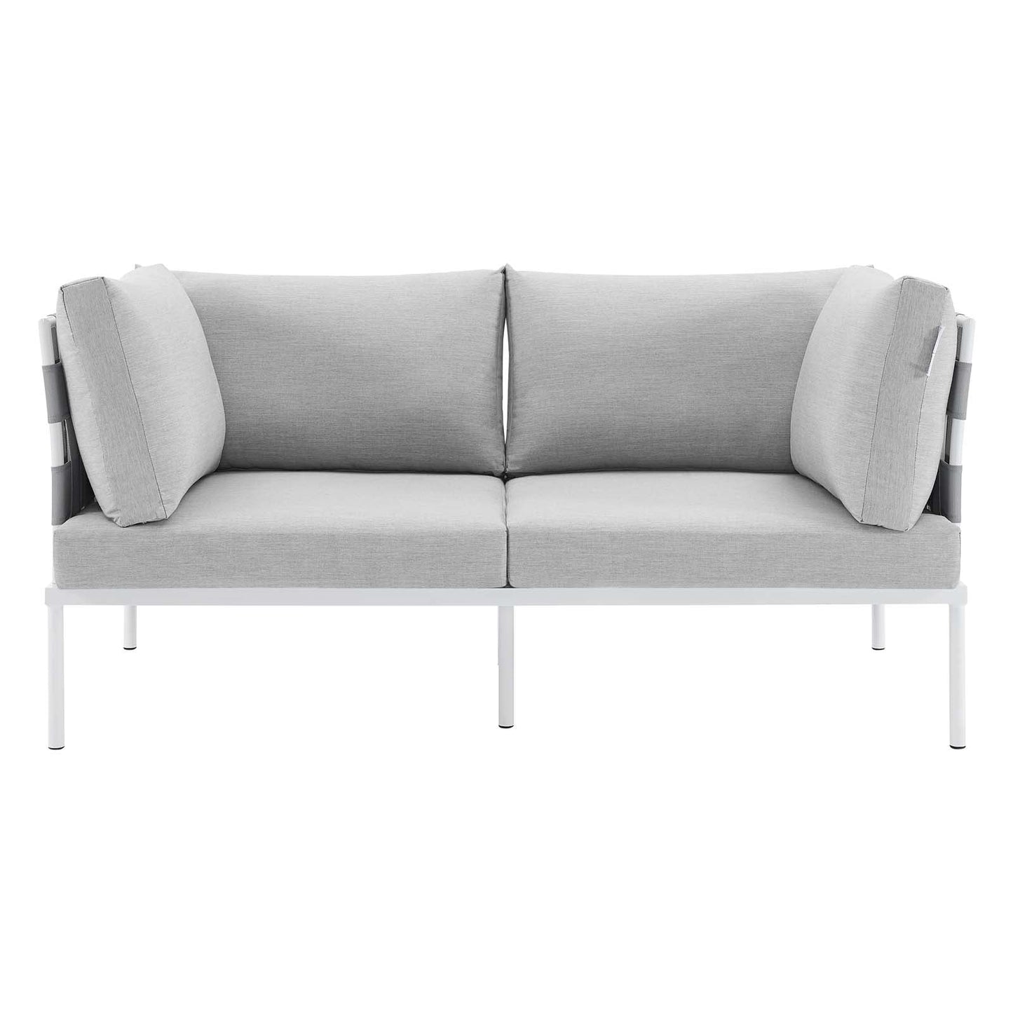 Harmony Sunbrella® Outdoor Patio Aluminum Loveseat Gray Gray EEI-4964-GRY-GRY