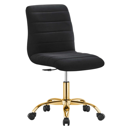 Ripple Armless Performance Velvet Office Chair Gold Black EEI-4972-GLD-BLK