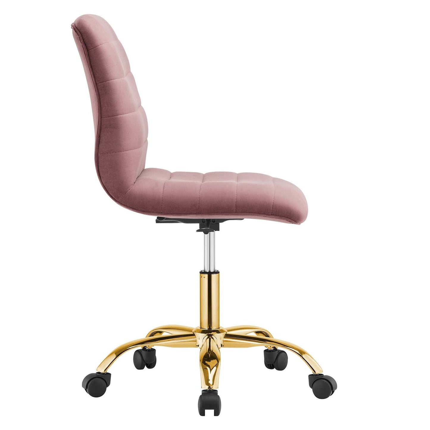 Ripple Armless Performance Velvet Office Chair Gold Dusty Rose EEI-4972-GLD-DUS