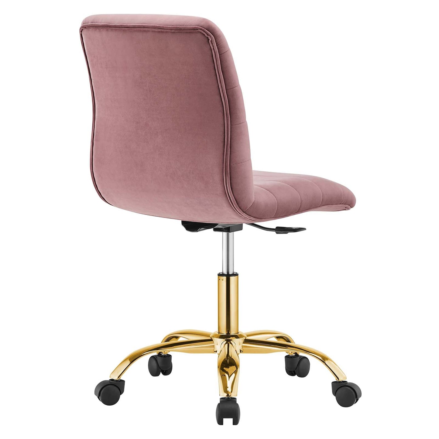 Ripple Armless Performance Velvet Office Chair Gold Dusty Rose EEI-4972-GLD-DUS