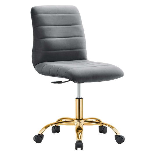 Ripple Armless Performance Velvet Office Chair Gold Gray EEI-4972-GLD-GRY