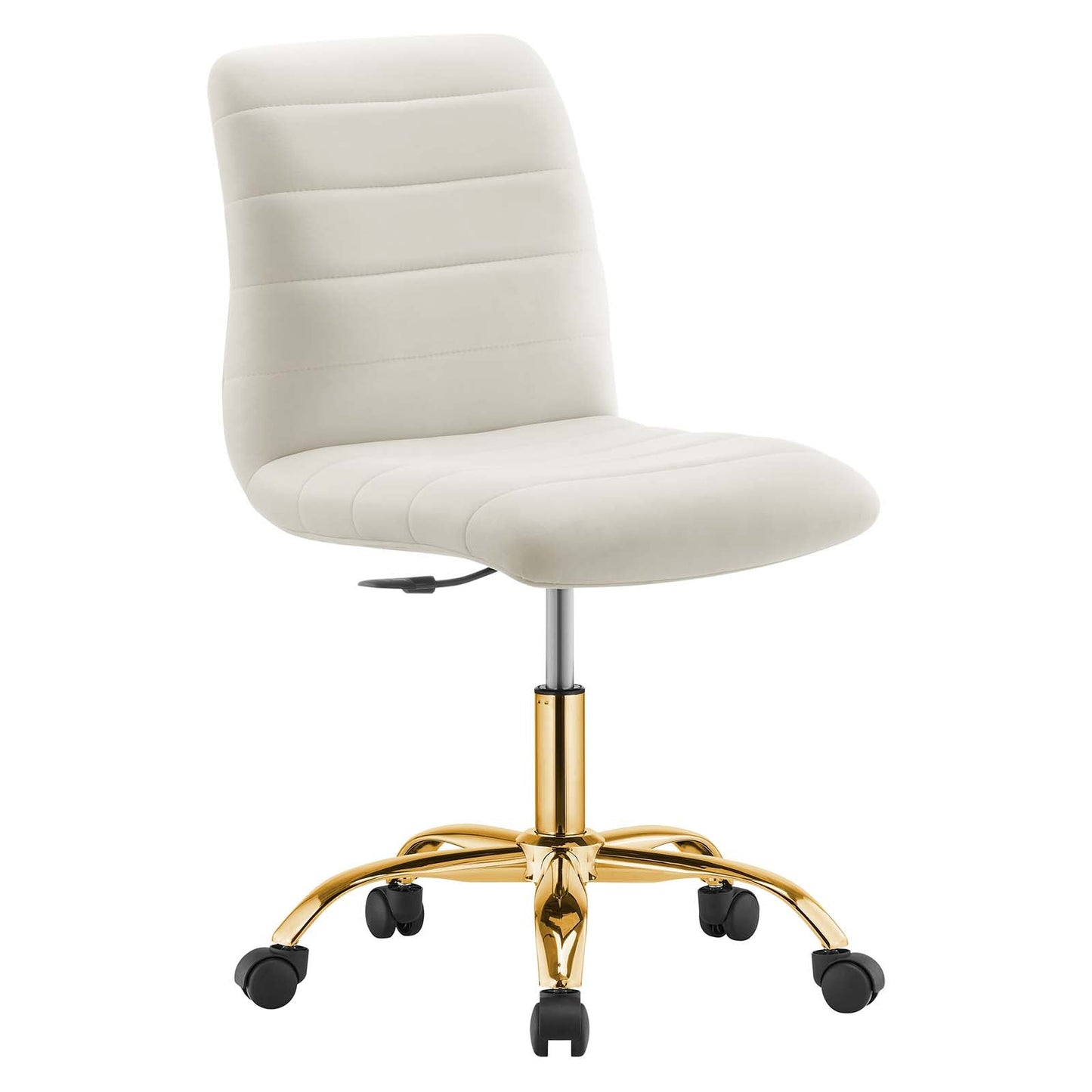 Ripple Armless Performance Velvet Office Chair Gold Ivory EEI-4972-GLD-IVO