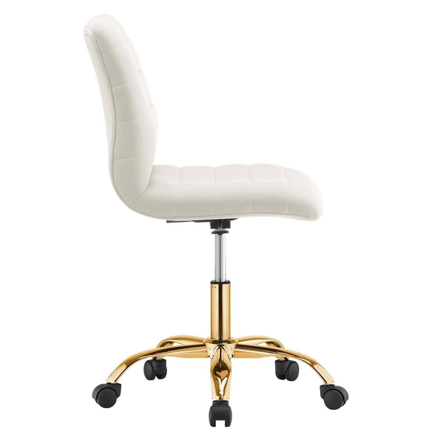 Ripple Armless Performance Velvet Office Chair Gold Ivory EEI-4972-GLD-IVO