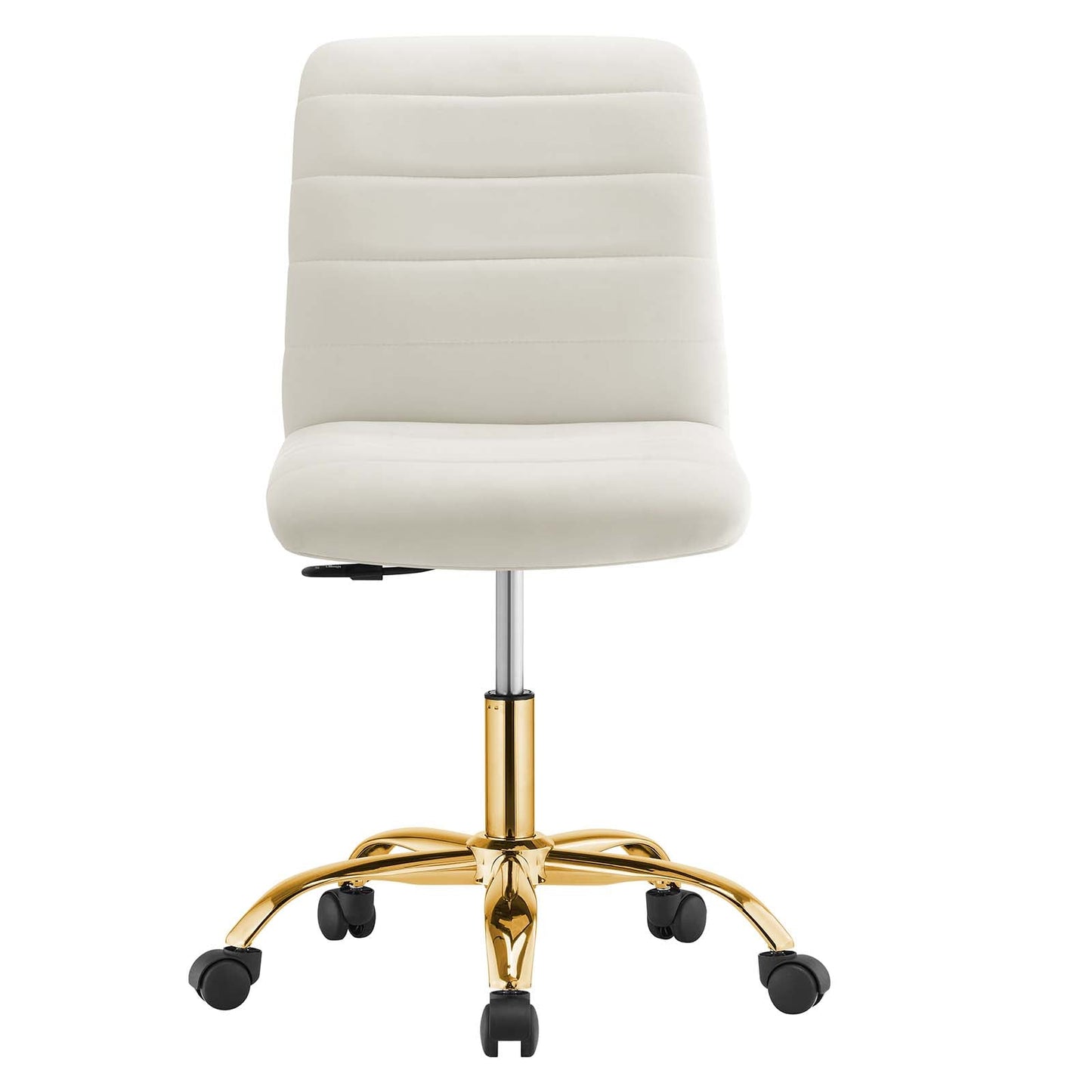 Ripple Armless Performance Velvet Office Chair Gold Ivory EEI-4972-GLD-IVO