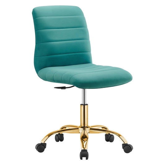 Ripple Armless Performance Velvet Office Chair Gold Teal EEI-4972-GLD-TEA