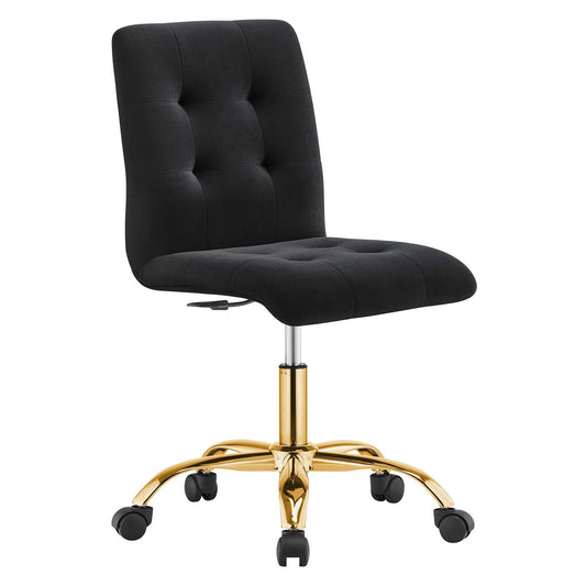 Prim Armless Performance Velvet Office Chair Gold Black EEI-4973-GLD-BLK