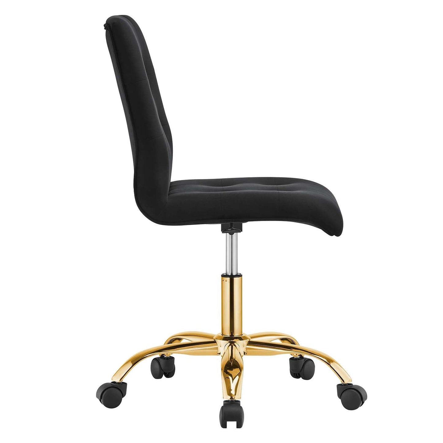 Prim Armless Performance Velvet Office Chair Gold Black EEI-4973-GLD-BLK