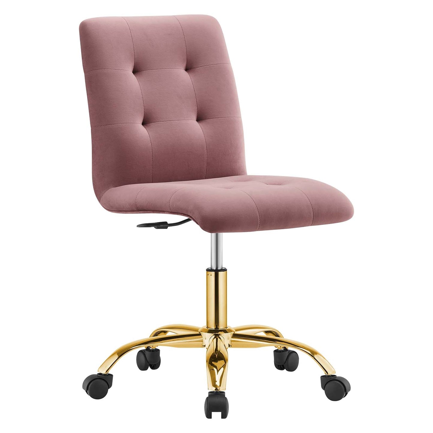 Prim Armless Performance Velvet Office Chair Gold Dusty Rose EEI-4973-GLD-DUS