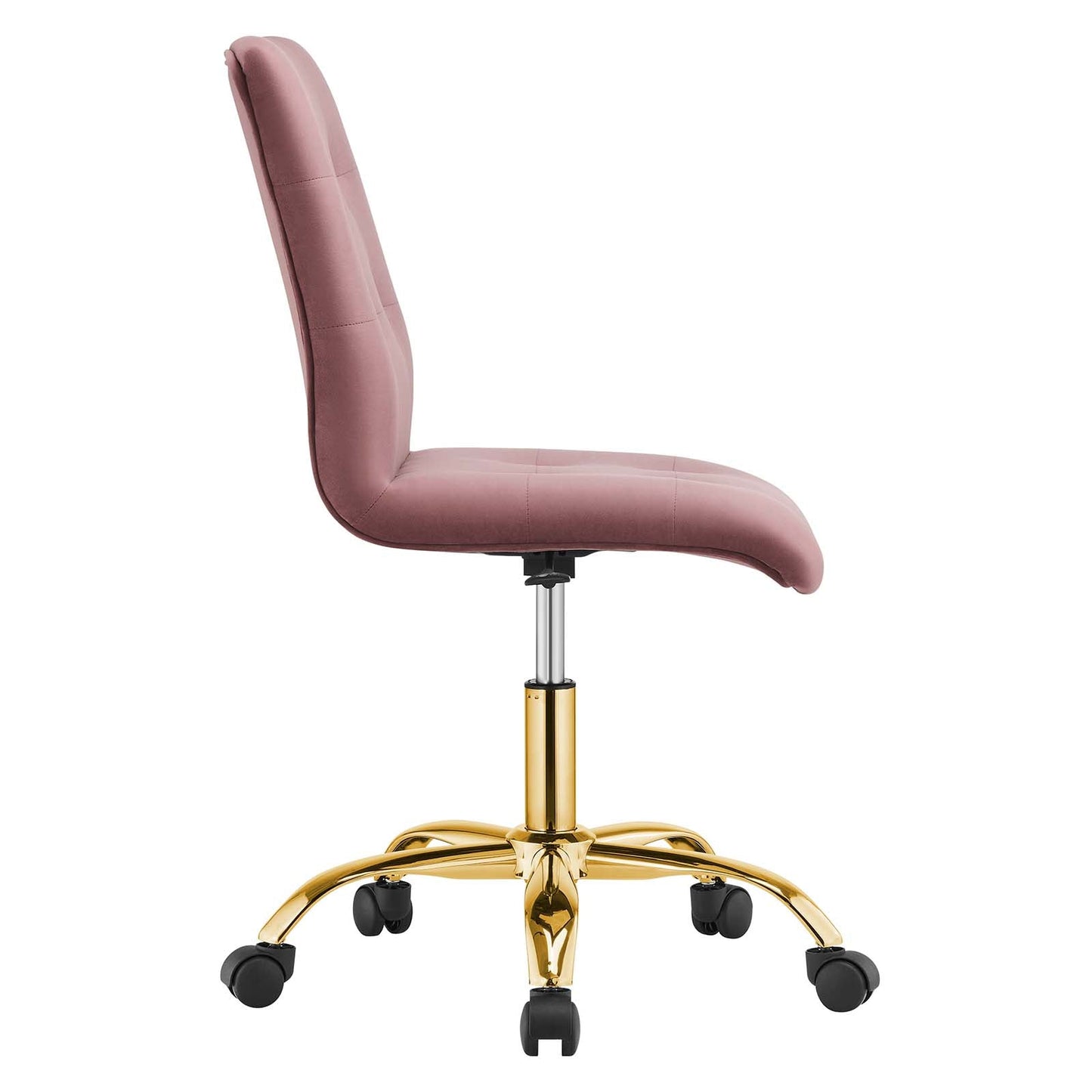 Prim Armless Performance Velvet Office Chair Gold Dusty Rose EEI-4973-GLD-DUS