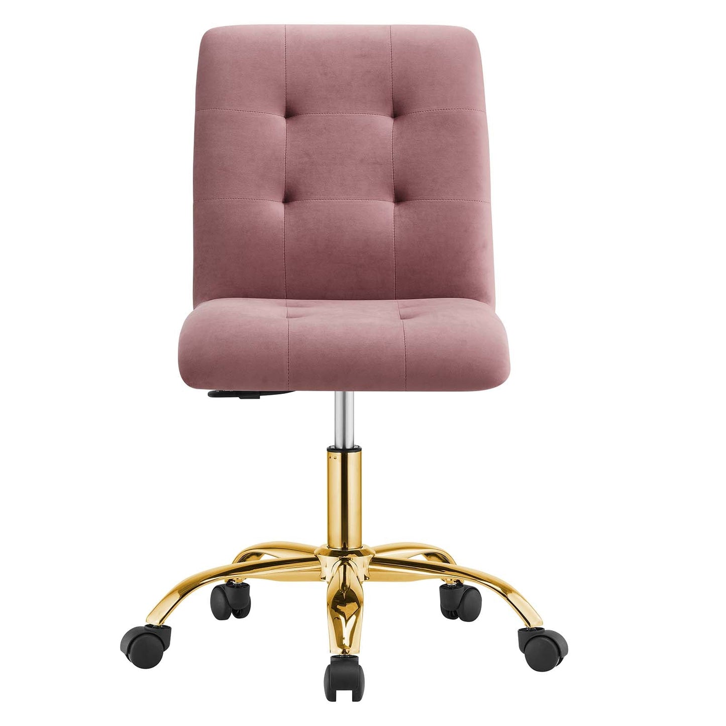 Prim Armless Performance Velvet Office Chair Gold Dusty Rose EEI-4973-GLD-DUS
