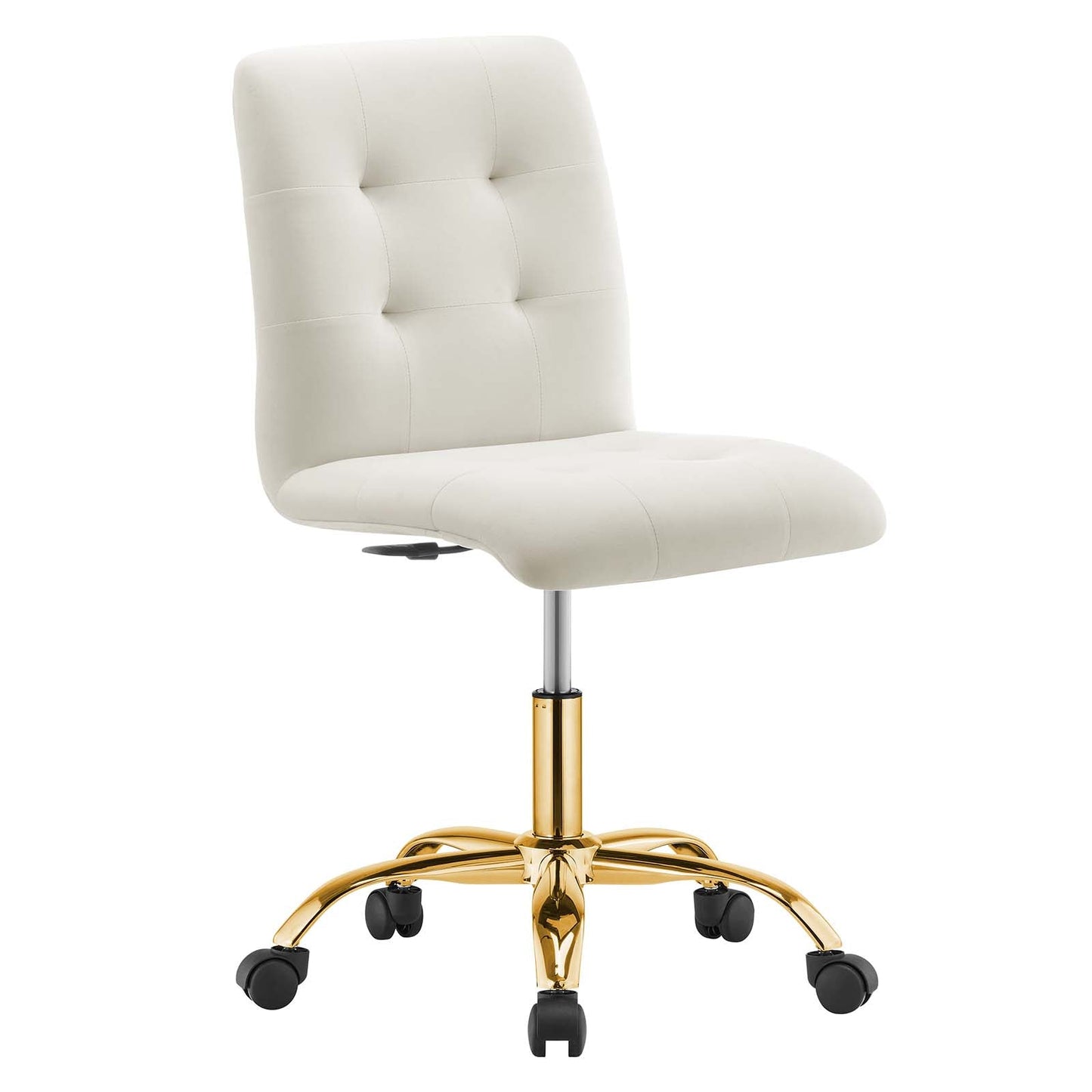 Prim Armless Performance Velvet Office Chair Gold Ivory EEI-4973-GLD-IVO