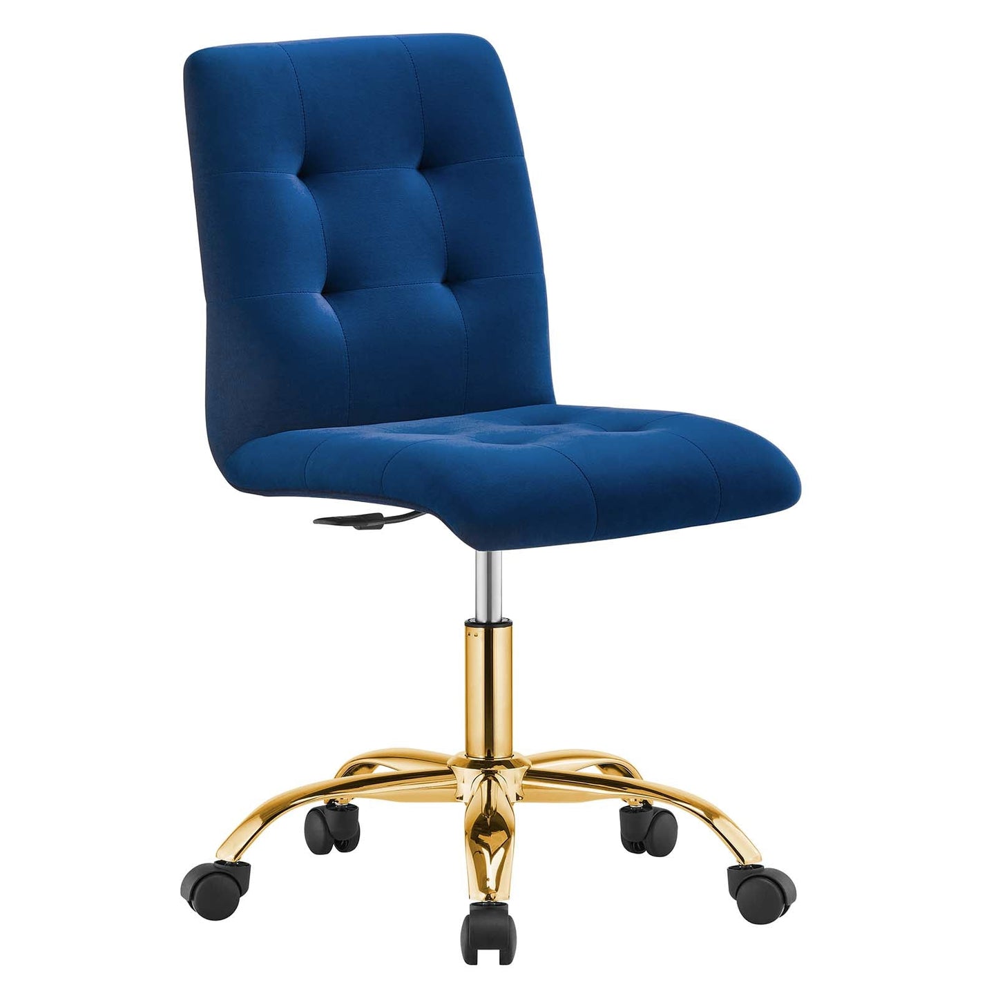 Prim Armless Performance Velvet Office Chair Gold Navy EEI-4973-GLD-NAV