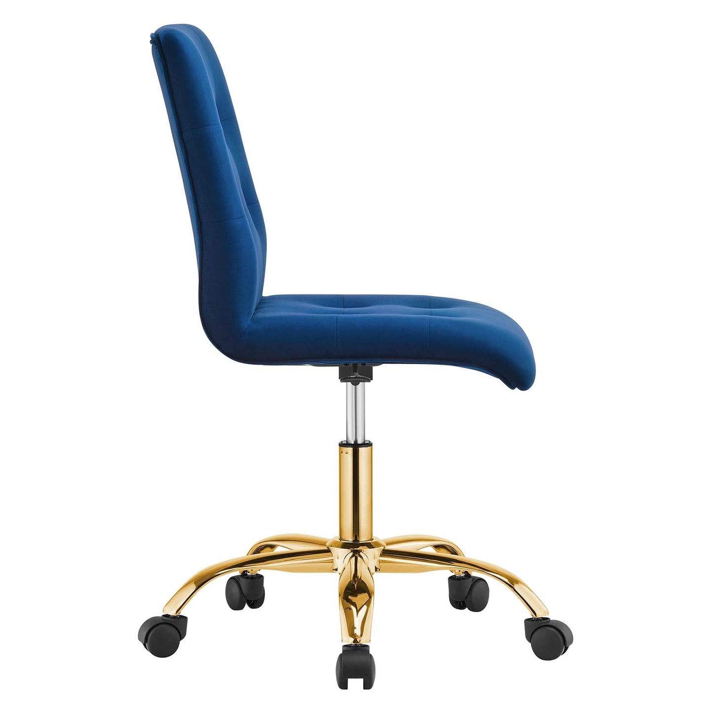 Prim Armless Performance Velvet Office Chair Gold Navy EEI-4973-GLD-NAV