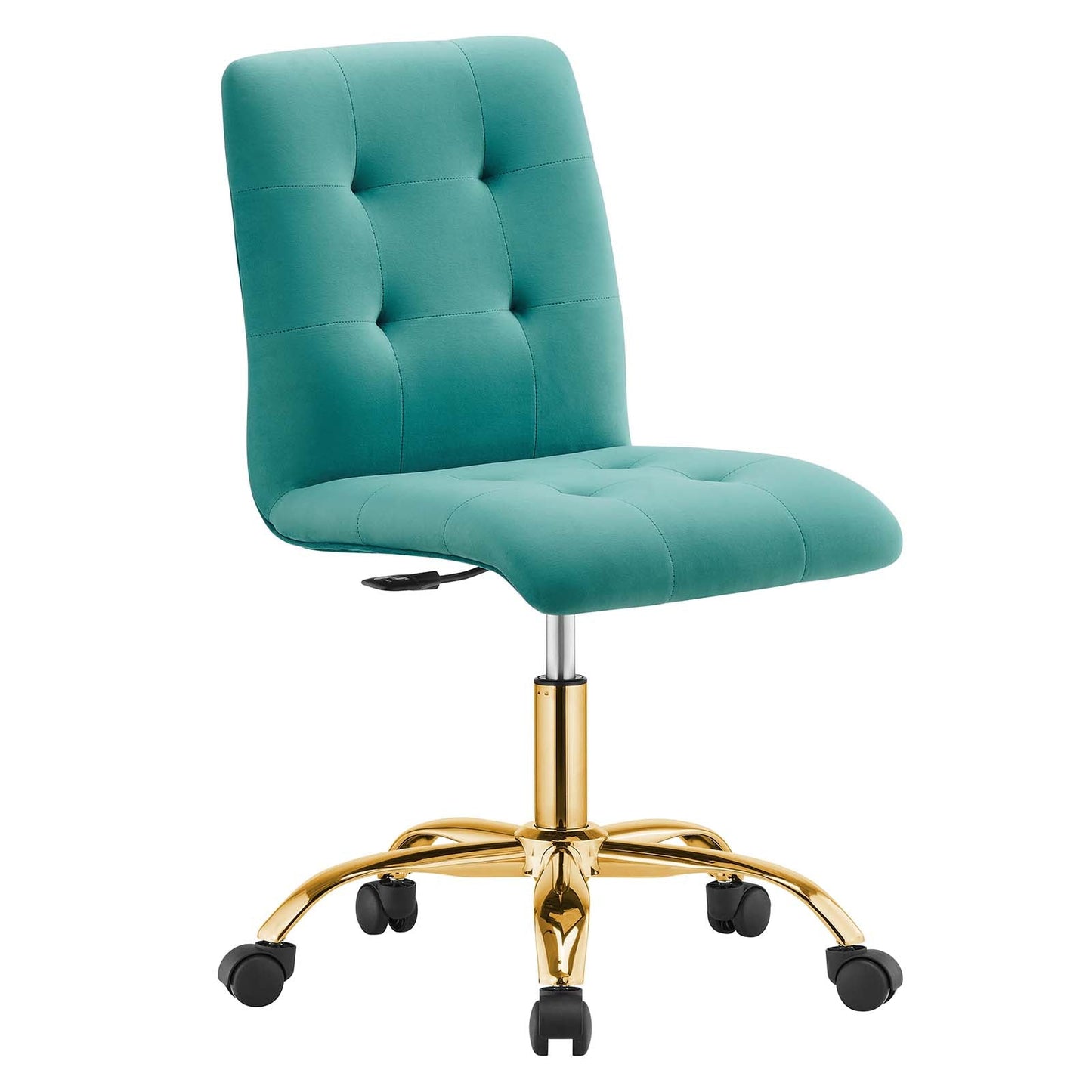 Prim Armless Performance Velvet Office Chair Gold Teal EEI-4973-GLD-TEA