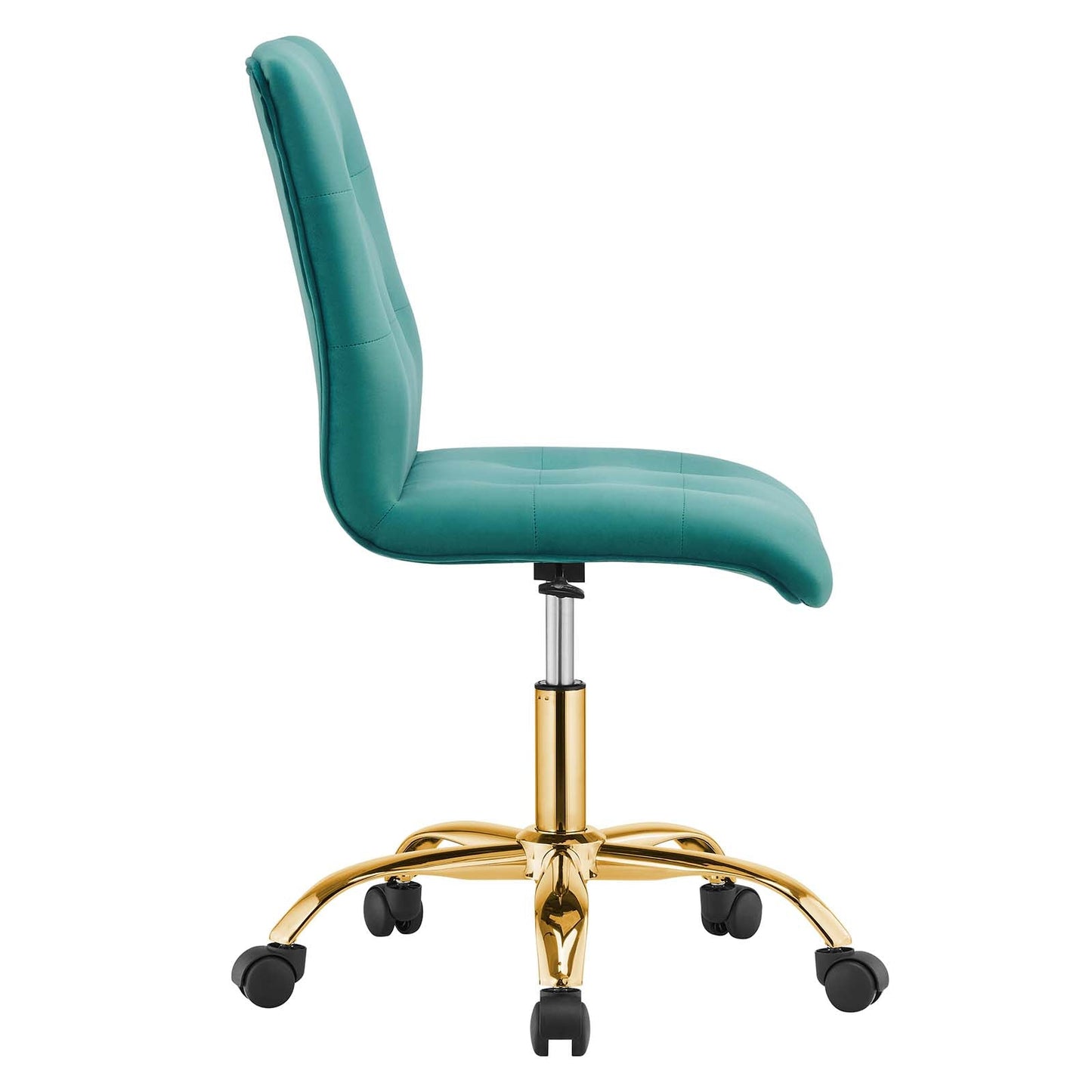 Prim Armless Performance Velvet Office Chair Gold Teal EEI-4973-GLD-TEA