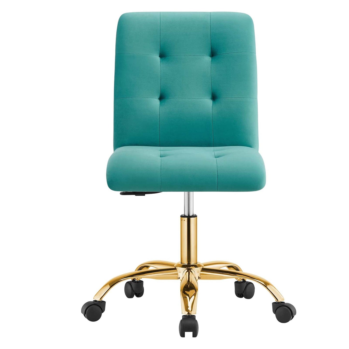Prim Armless Performance Velvet Office Chair Gold Teal EEI-4973-GLD-TEA