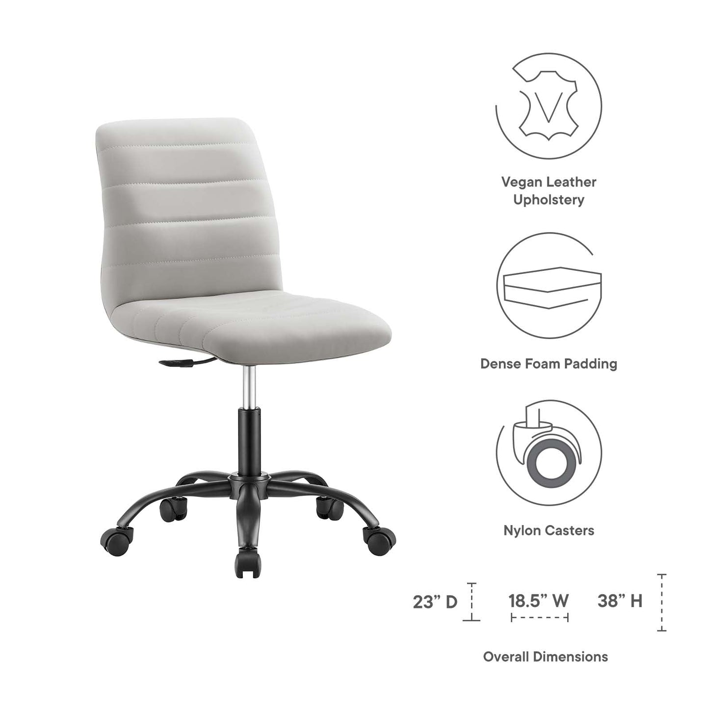 Ripple Armless Mid Back Vinyl and Vegan Leather Office Chair