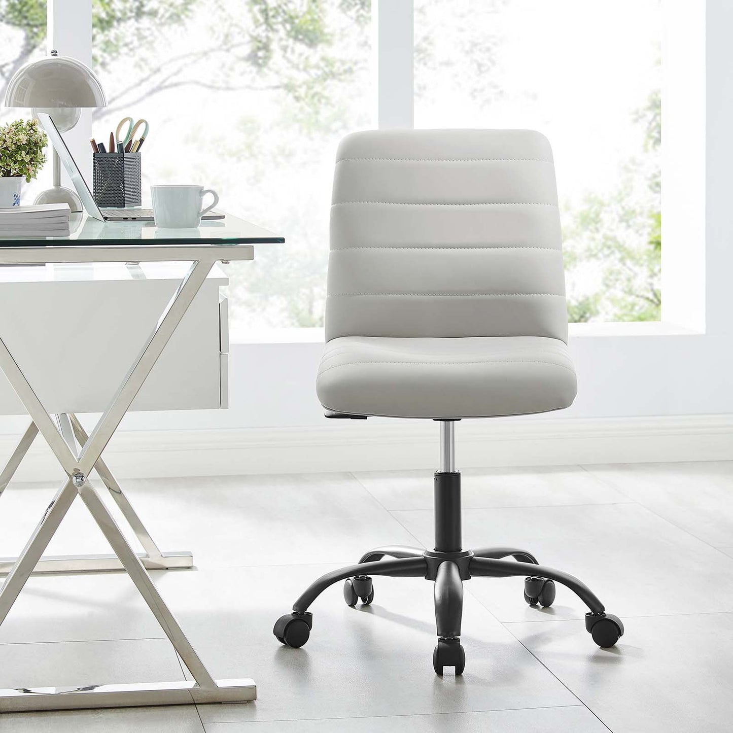 Ripple Armless Mid Back Vinyl and Vegan Leather Office Chair