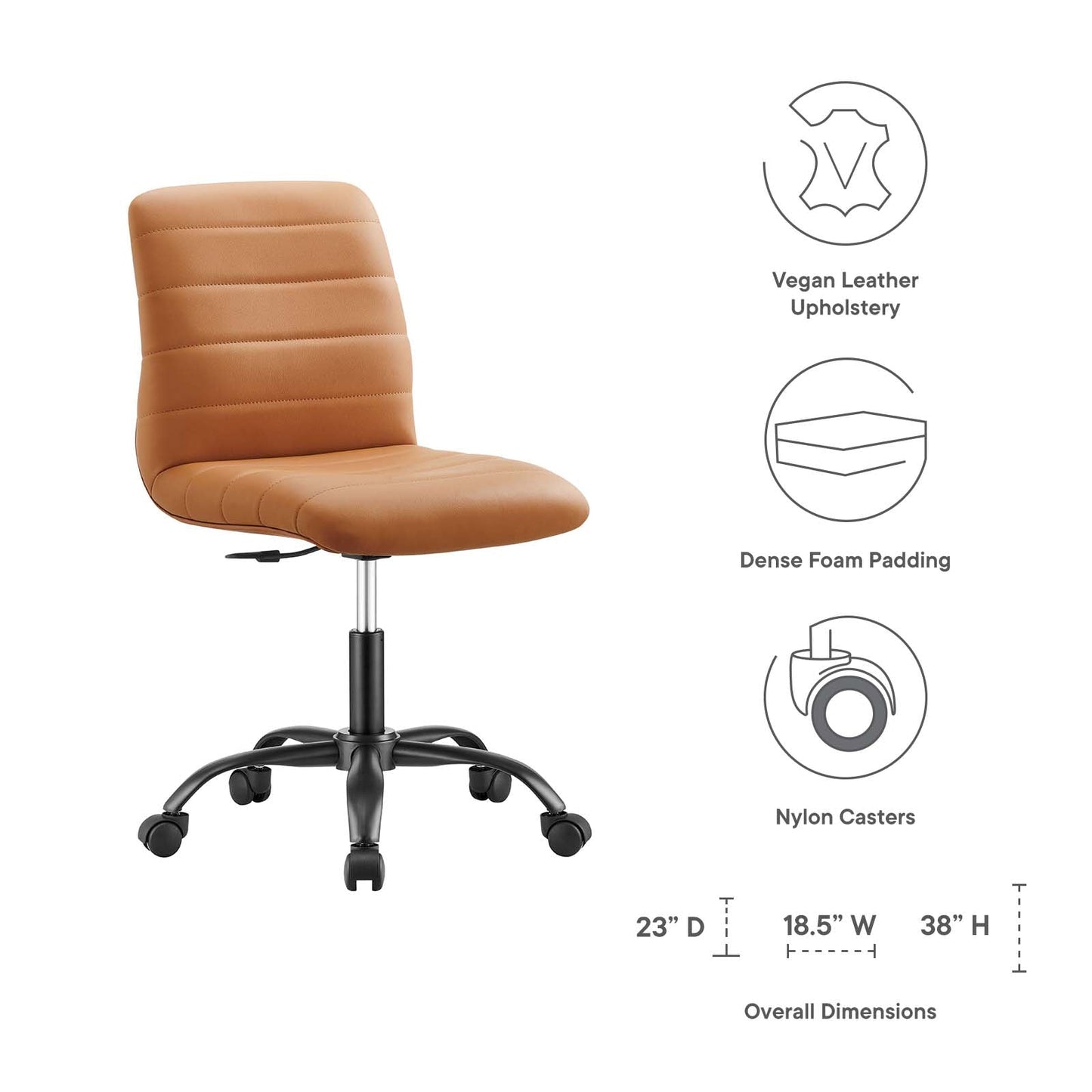 Ripple Armless Mid Back Vinyl and Vegan Leather Office Chair