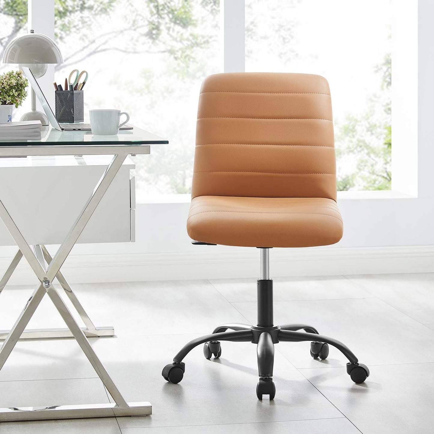 Ripple Armless Mid Back Vinyl and Vegan Leather Office Chair